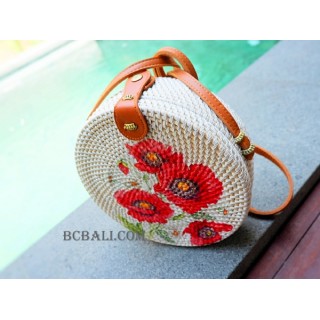 deco flowers circle rattan sling bags fashion